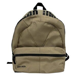 JIMMY CHOO Reed - Beige Black Nylon Canvas Backpack